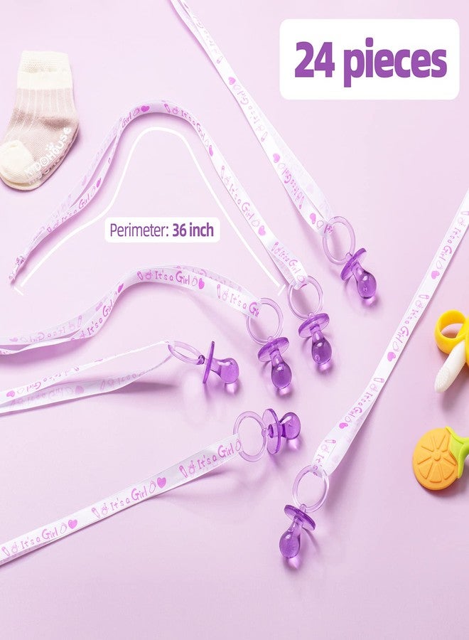 ZYFLSQ 24 Baby Shower Pacifiers Necklace，2.5 inch Acrylic Pacifier Charm Suitable for Party Favors Decorations (Purple) - Image 3